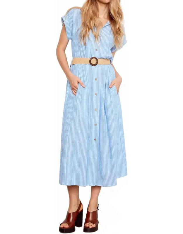 Striped Linen Blend Maxi Dress