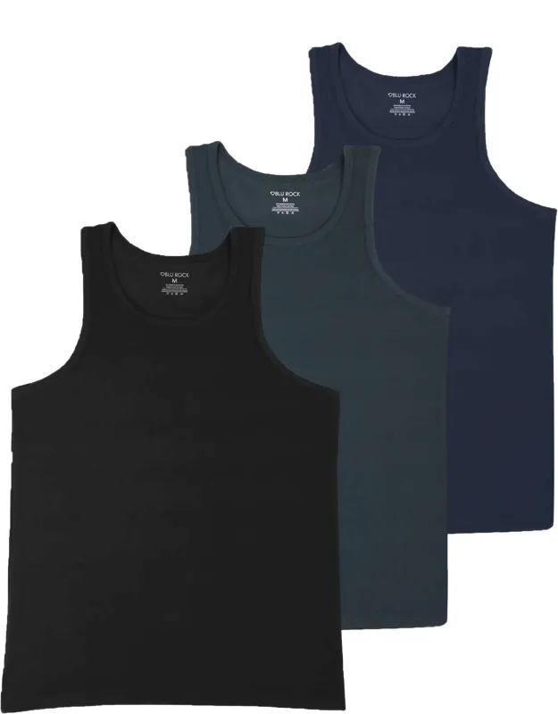 Micro Waffle Knit Heavyweight Sleeveless Tank Top - 3 Pack