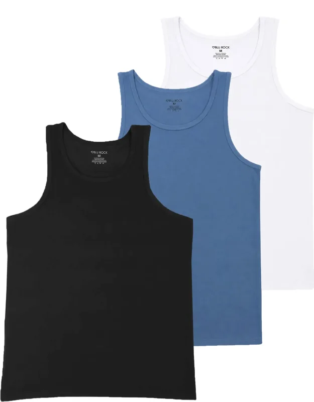 Micro Waffle Knit Heavyweight Sleeveless Tank Top - 3 Pack