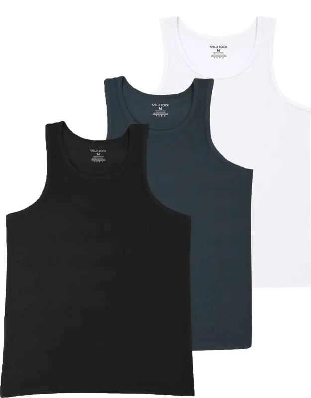 Micro Waffle Knit Heavyweight Sleeveless Tank Top - 3 Pack