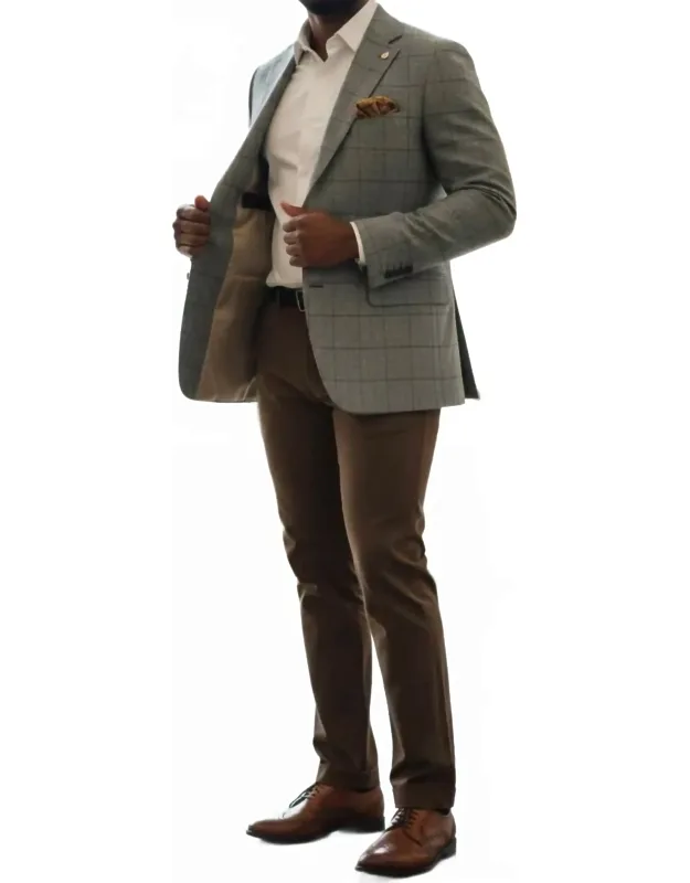 Two Button Windowpane Suit