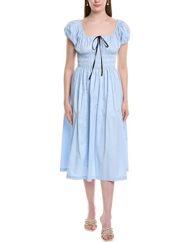 Maxi Dress With Puff Sleeves And Self-tie Front