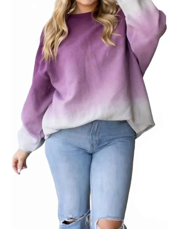 Ombre Corded Crew Sweatshirt