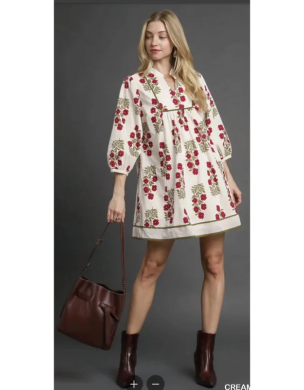 Printed Babydoll Mini Dress