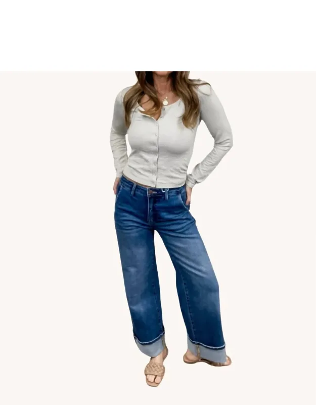 Cuffed Wide Leg Jeans