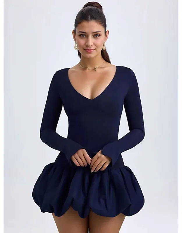 Modal Drop-waist Bubble Hem Mini Dress