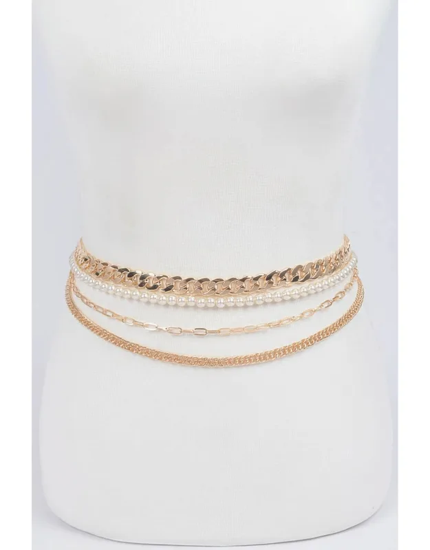 Multi Layered Chain Belt - Bold Metallic Finish, Layered Design