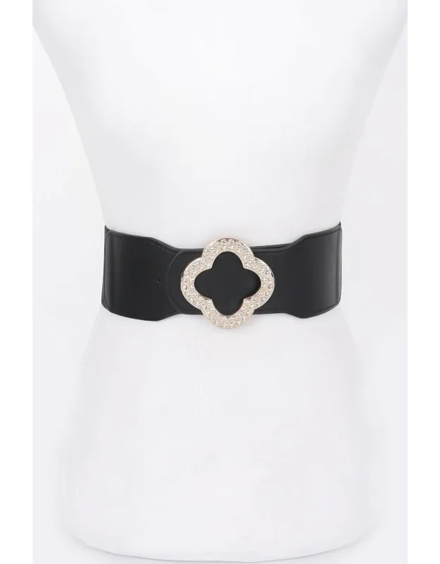 Faux Leather Metal Buckle Stretch Belt