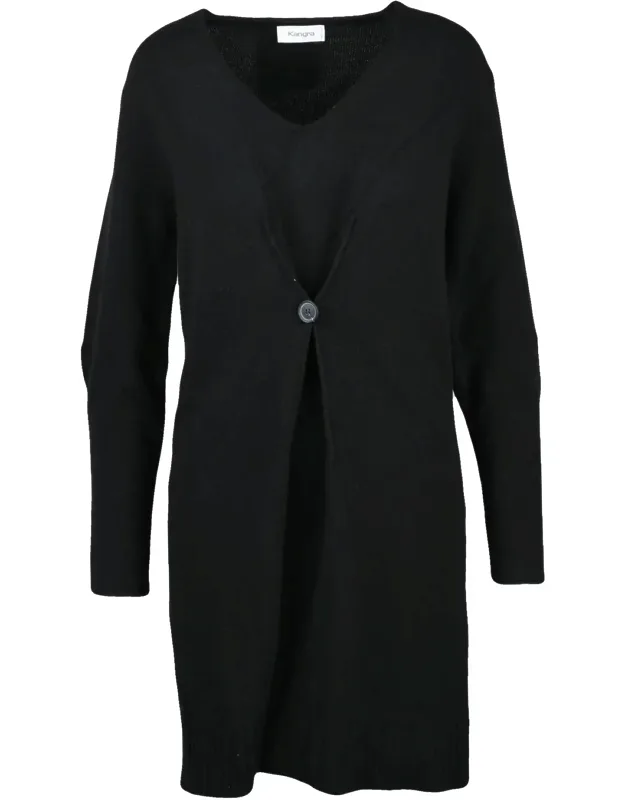 Knit Dress With V-neckline And Buttoned Cuffs