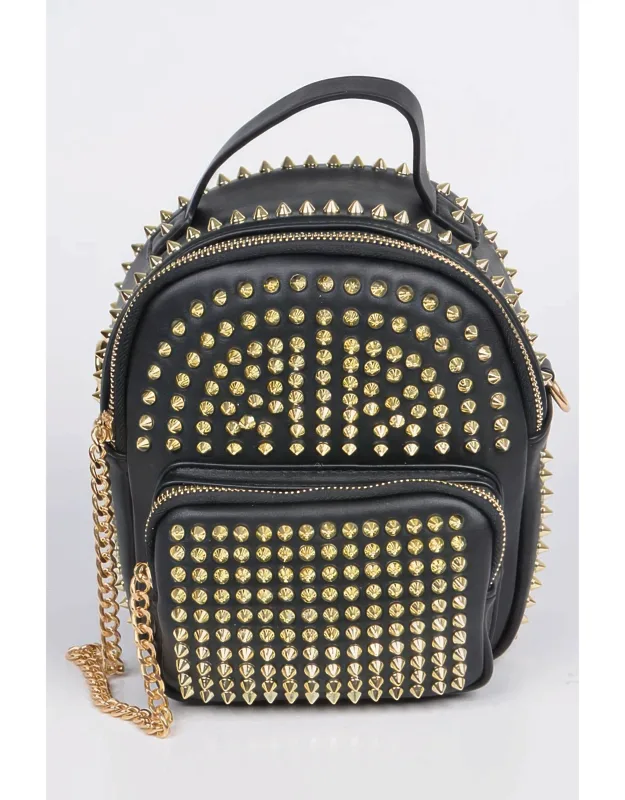 Studded Backpack With Chain Zipper