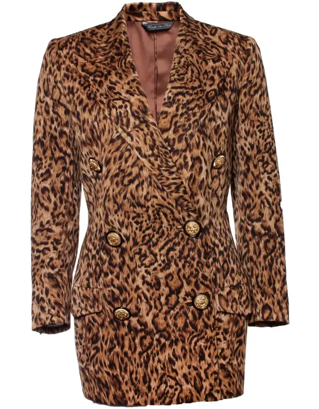 Leopard Printed Maxi Blazer