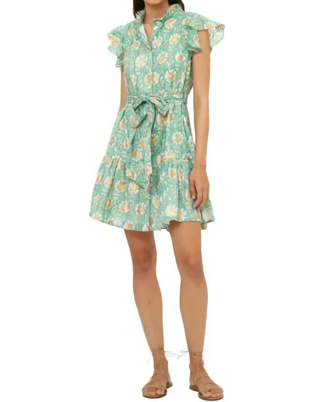 Ruffle Collar Button Mini Dress