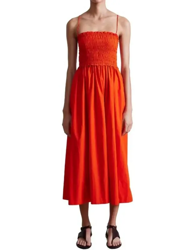 Smocked Spaghetti Midi Dress