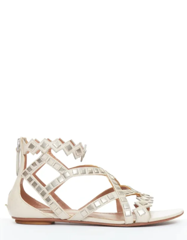 Studded Leather Flat Sandals