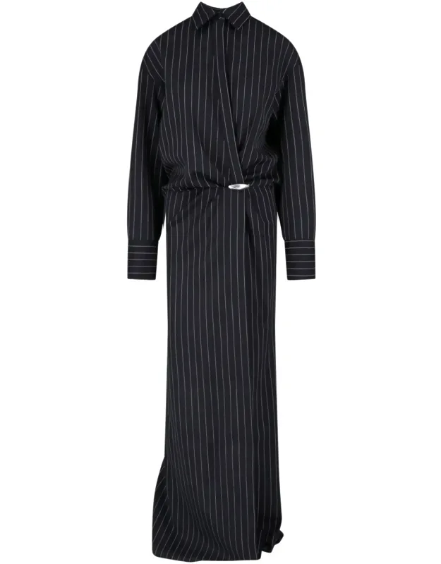 Wool Pinstripe Maxi Dress