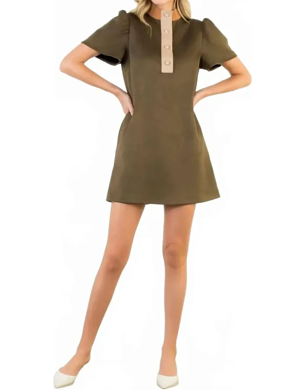 Short Sleeve Suede Dress