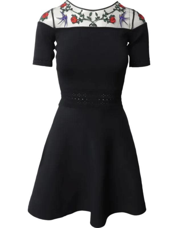 Rose Appliqued Mini Dress