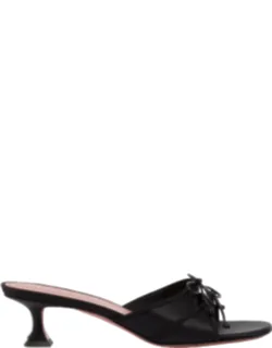 Silk Slippers With Bow Detail