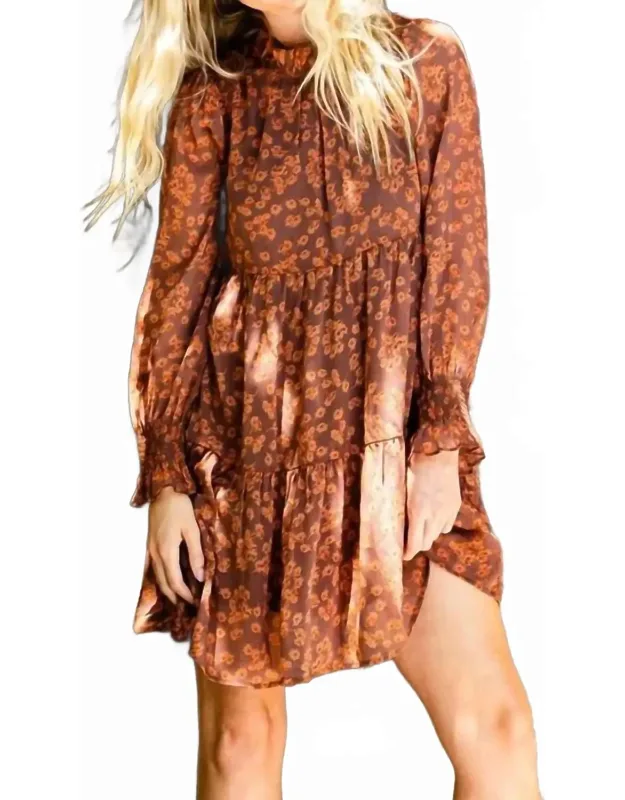Floral Print Tiered Layered Chiffon Dress