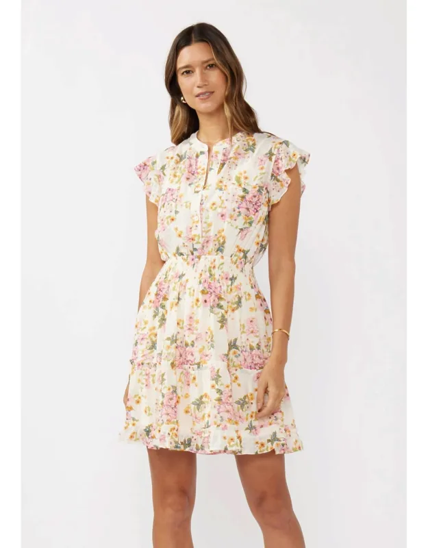 Floral Flutter Smocked Mini Dress