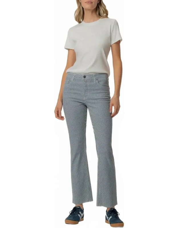 Twill Stripe High Rise Ankle Flare Pants