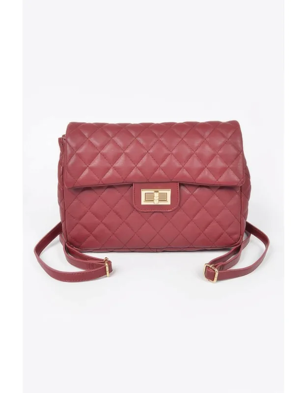 Quilted Faux Leather Flap Backpack