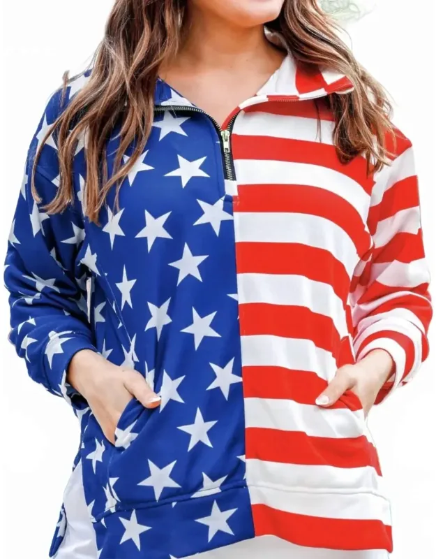 Stars And Stripes Quarter Zip Pullover