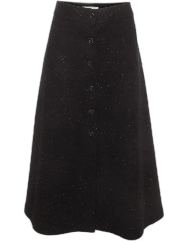 Wool Blend Flared Midi Skirt