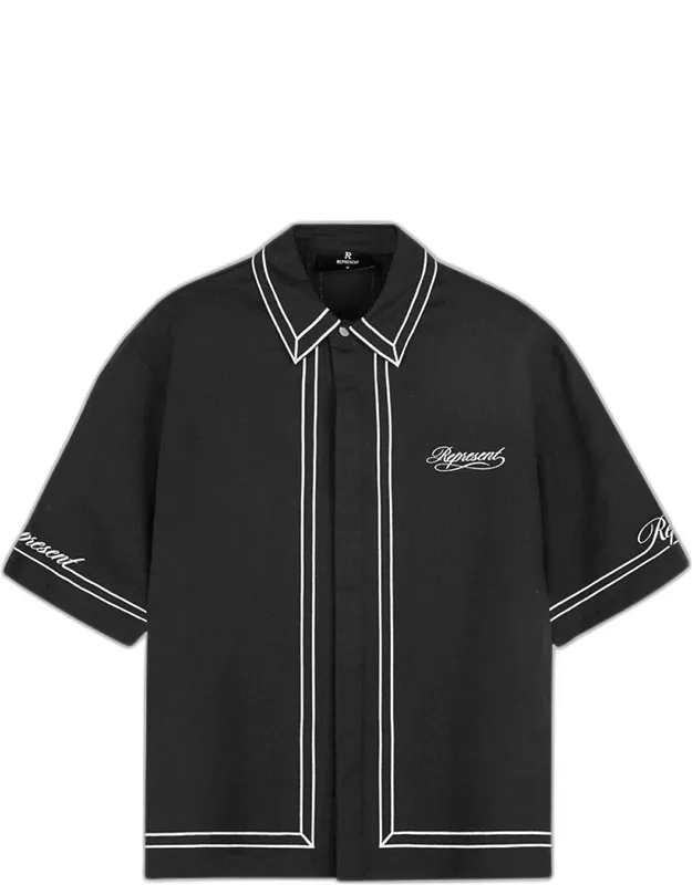 Border Cotton Short-sleeve Shirt