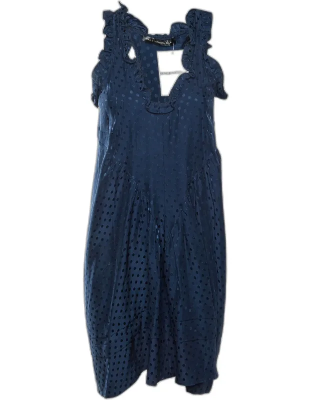 Polka Dot Pattern Satin Ruffled Mini Dress