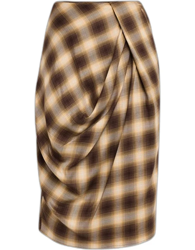 Draped Check Skirt