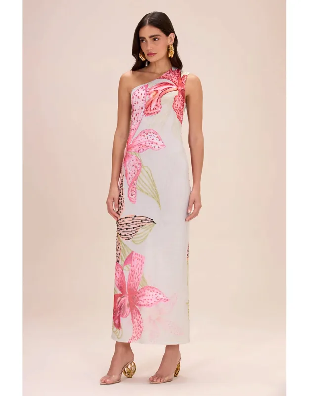 Orchid Bloom Beaded Tulle Maxi Dress