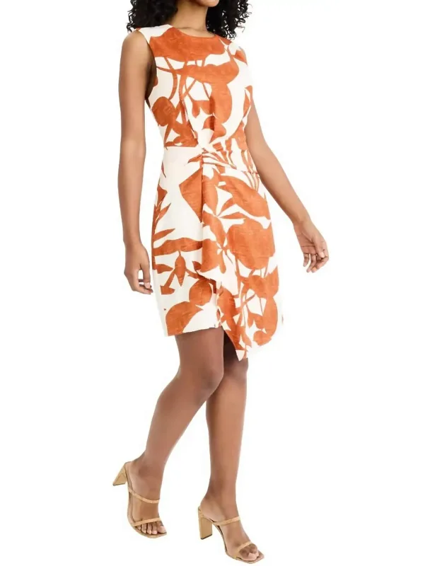 Botanical Print Faux Wrap Dress