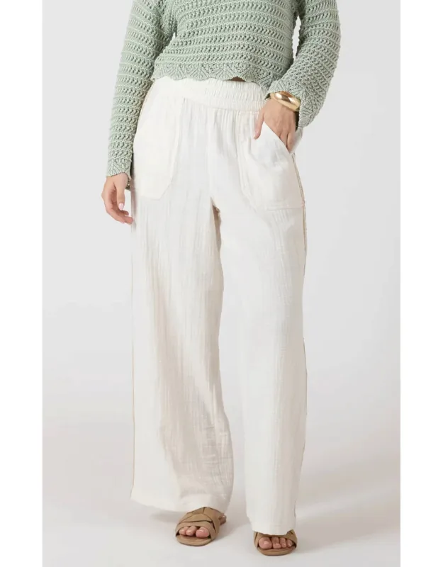 Crochet Trim Wide Leg Pants