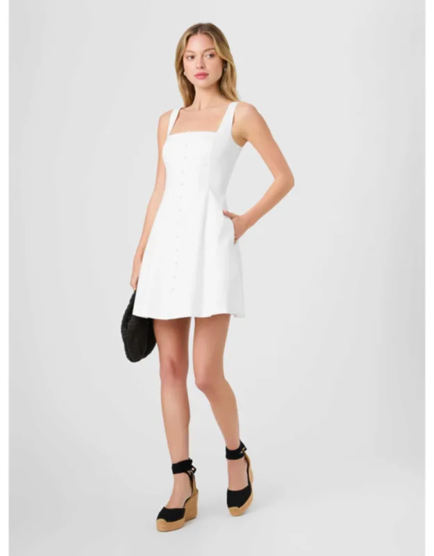 Cotton Sateen Button Front Mini Dress