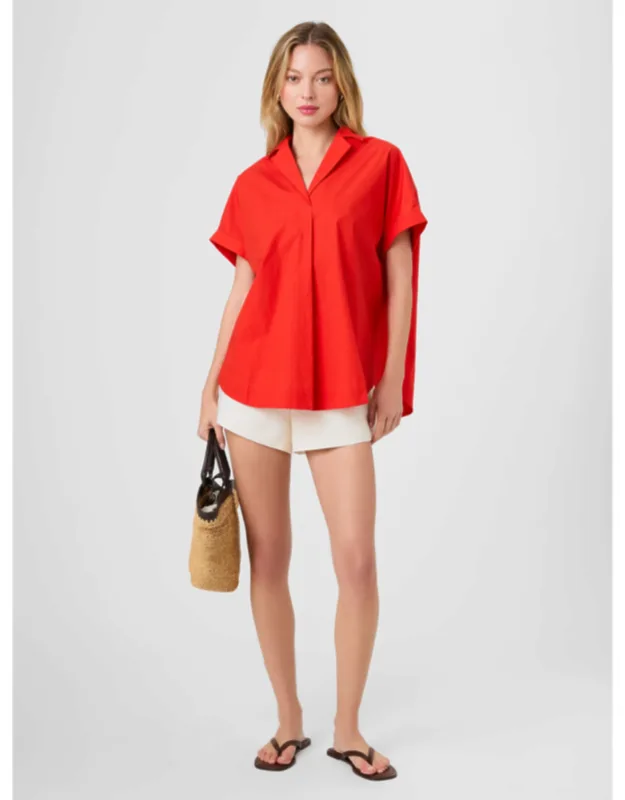 Poplin Collar Short Sleeve Pullover