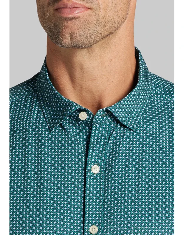 Traveler Coolmotion Tailored Fit Neat Flower 4-way Stretch Button Up Shirt