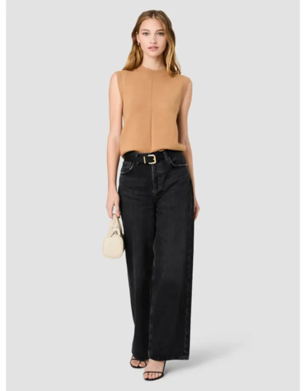 Babesoft Vertical Tick Crew Neck Sleeveless Top