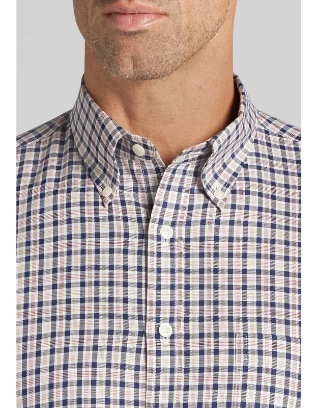 Tailored Fit Small Check Button Up Shirt