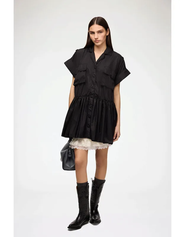 Ganni Dress With Collar And Button-front Closure