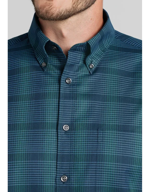 Tailored Fit Large Plaid Button Up Shirt
