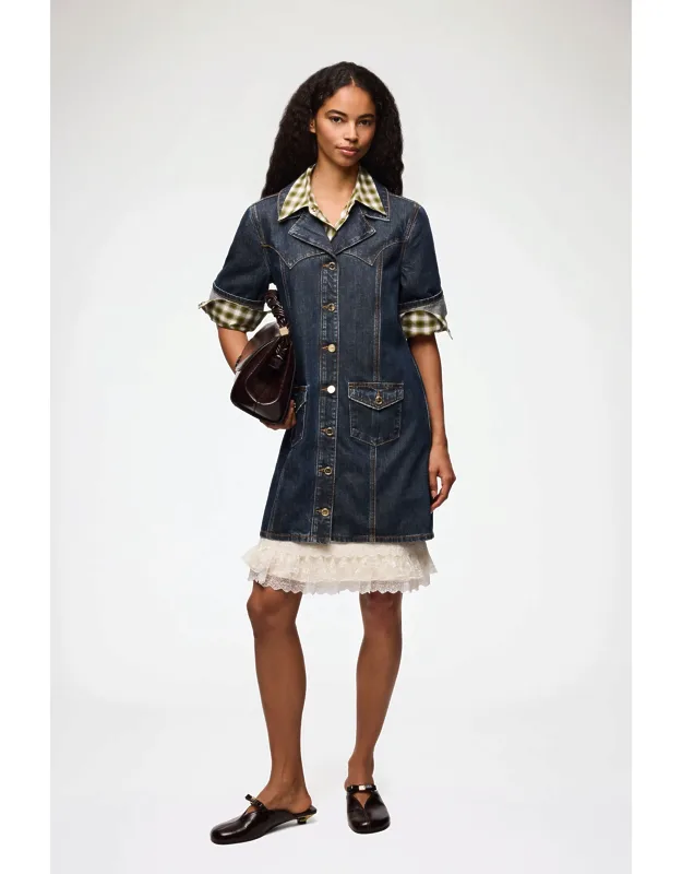 Mini Dress In Textured Slub Denim
