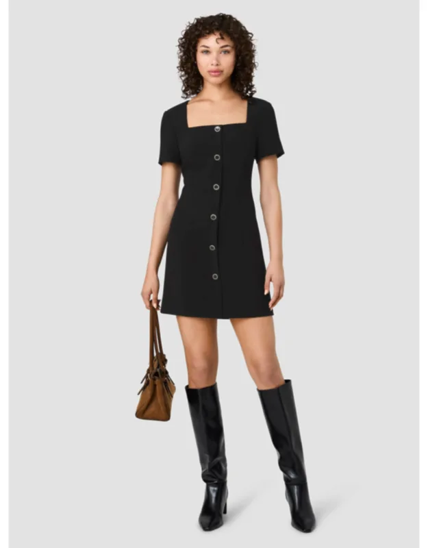 Twill Button Front Mini Dress
