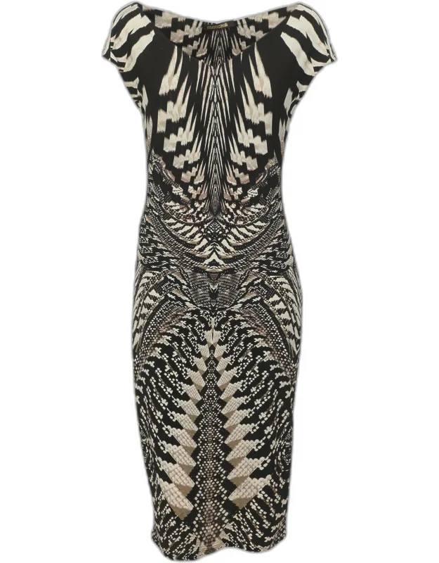 Multicolor Geometric Aztec Snake Print Jersey Sleeveless Sheath Dress