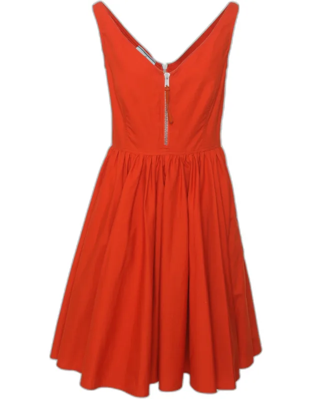 Cotton Zip Flared Mini Dress
