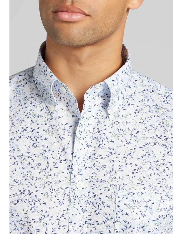 Tailored Fit Swirling Leaves Button Up Shirt