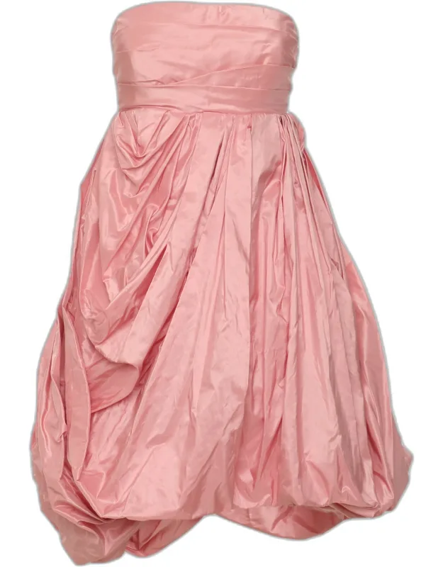 Silk Strapless Bubble-skirt Mini Dress
