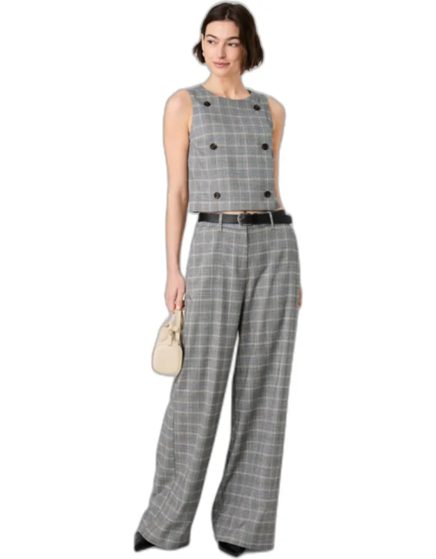 Plaid Wide Leg Trousers