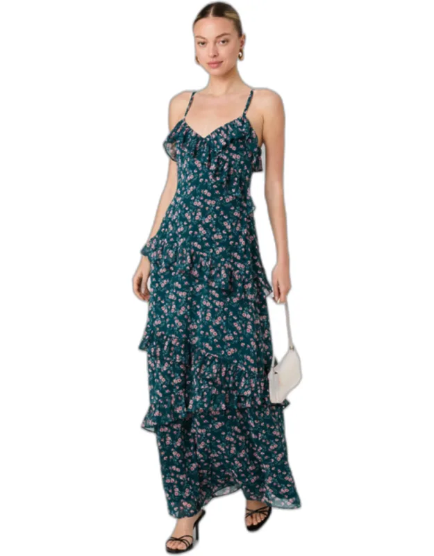 Marina Lucia Fleur Ruffle Maxi Dress
