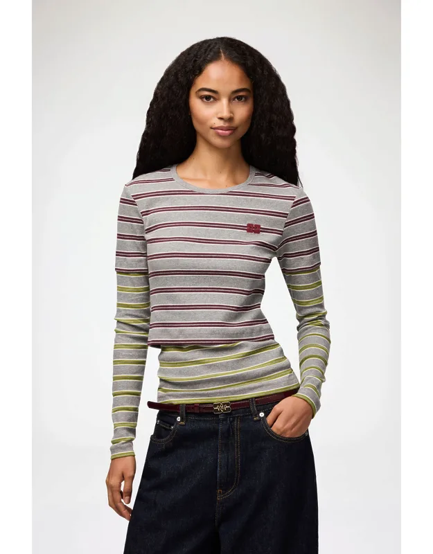 Long-sleeve Top In Double Stripe